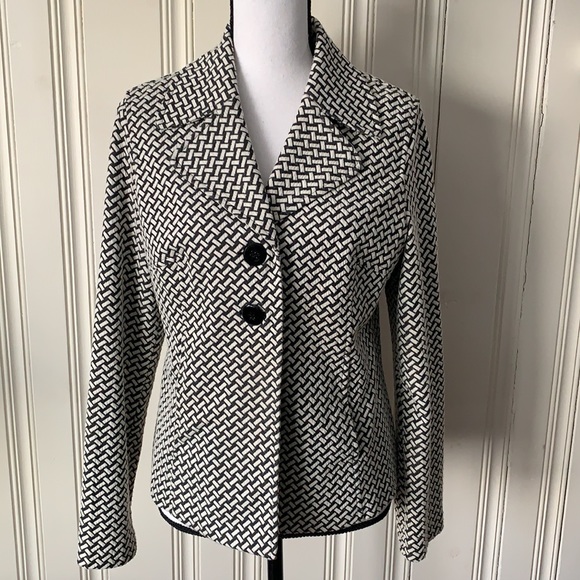 Charter Club Blazer/Jacket Grayish Black & White Size M - Poly/Rayon/Spandex - Picture 2 of 8